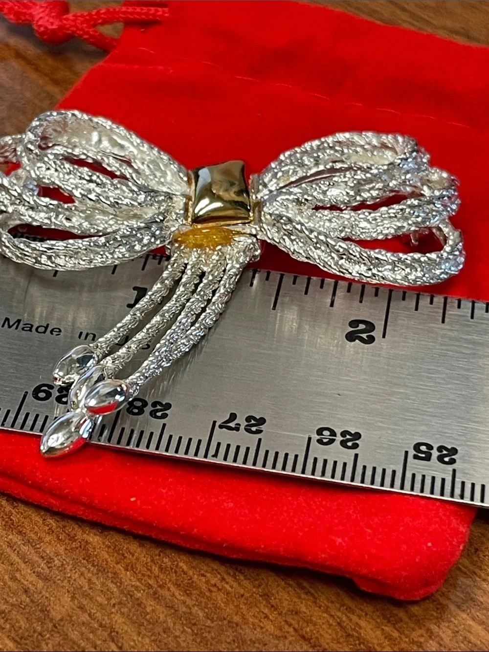 Gold and Silver Bow Brooch